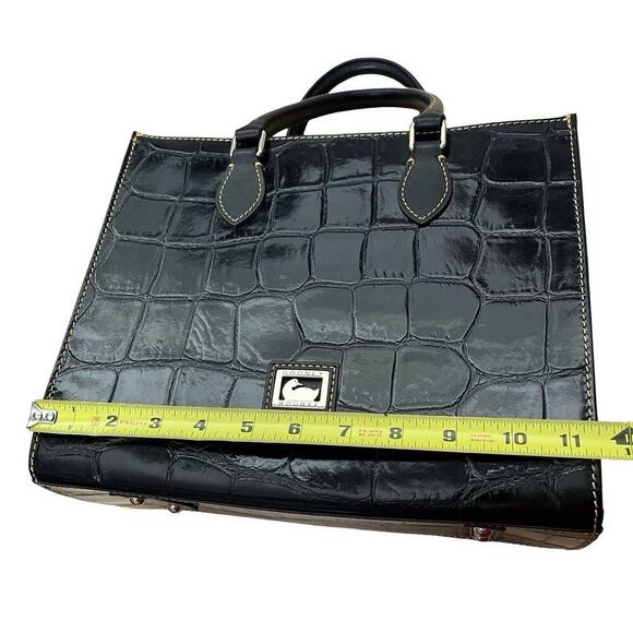 Dooney & Bourke Janine Croc Embossed Leather Satchel Purse Black Top Handles NWT - Picture 15 of 16